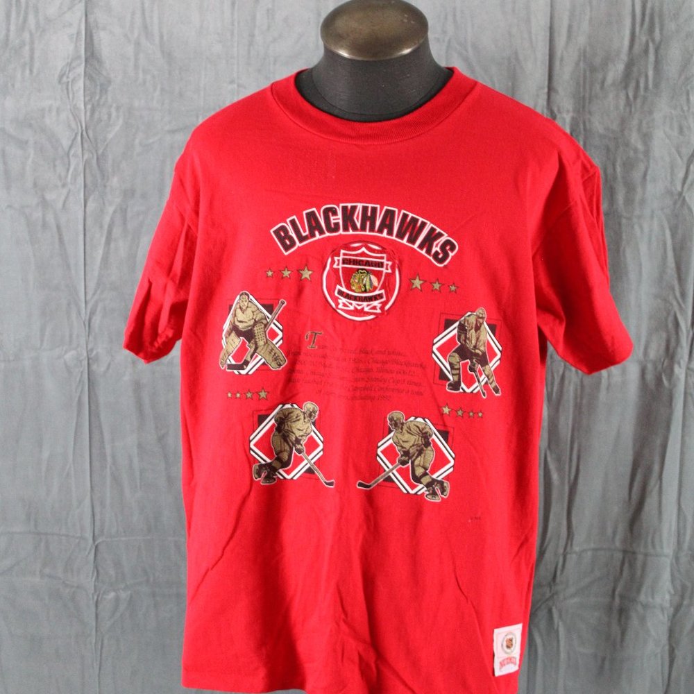 Chicago Blackhawks Shirt (VTG) - Cotton Crest and Team Story Nutmeg - Men's XL